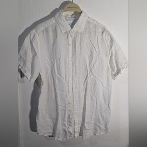 White Linen Short Sleeve Slim Fit Shirt Porter & Ash